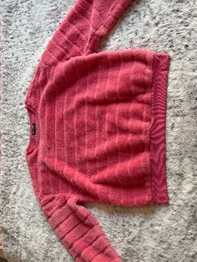 Steve Madden Fuzzy Pink Crewneck Sweater